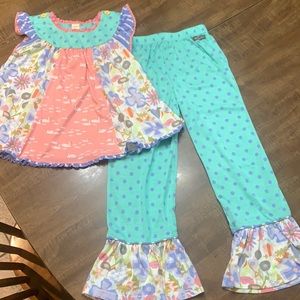 Matilda Jane Coral and Aqua Kids Pajama Set